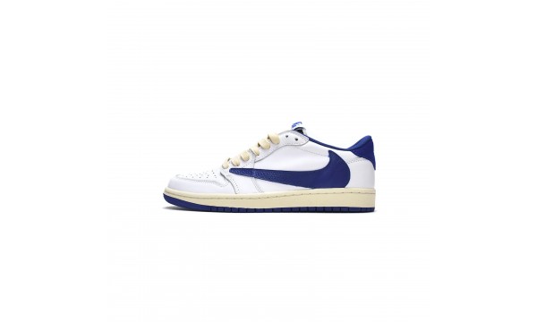 (Free Shipping)Travis Scott x Nike Air Jordan 1 Low Sail White Royal Blue DM9868-218