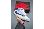 (Free Shipping)Travis Scott x Nike Air Jordan 1 Low Sail White Royal Blue DM9868-218