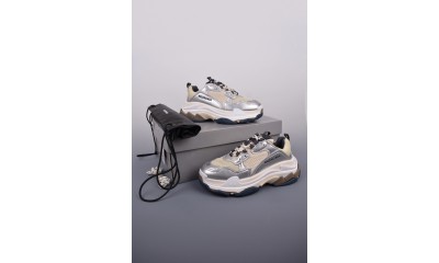 (Free Shipping)Balenciaga Triple S Sneake grey silver