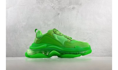 (Free Shipping)Balenciaga Triple S Clear Sole Fluo Green 541624W2GR13801