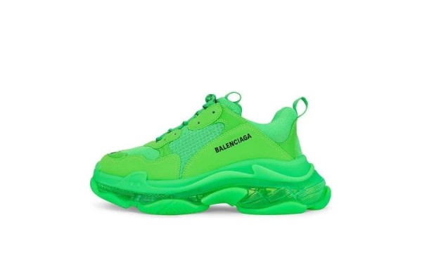 (Free Shipping)Balenciaga Triple S Clear Sole Fluo Green 541624W2GR13801