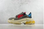 (Free Shipping)Balenciaga Triple S Grey Red Blue (2018 Reissue) 554105W09O24365