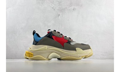 (Free Shipping)Balenciaga Triple S Grey Red Blue (2018 Reissue) 554105W09O24365