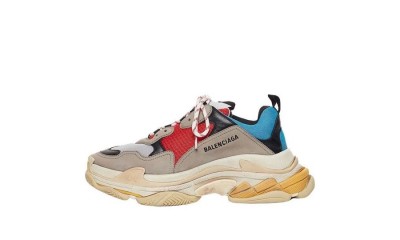 (Free Shipping)Balenciaga Triple S Grey Red Blue (2018 Reissue) 554105W09O24365