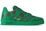 (Free Shipping)Louis Vuitton LV Trainer Sneaker Damier Pop Green