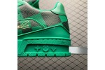 (Free Shipping)Louis Vuitton LV Trainer Sneaker Damier Pop Green