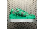 (Free Shipping)Louis Vuitton LV Trainer Sneaker Damier Pop Green