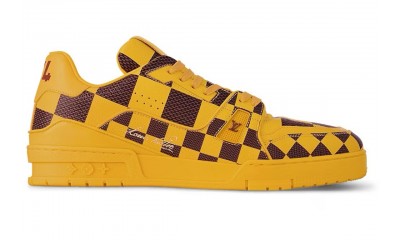 (Free Shipping)Louis Vuitton LV Trainer Sneaker Damier Pop Yellow