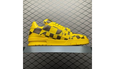 (Free Shipping)Louis Vuitton LV Trainer Sneaker Damier Pop Yellow