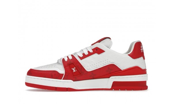 (Free Shipping)Louis Vuitton Trainer #54 Signature Red White