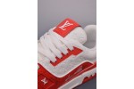 (Free Shipping)Louis Vuitton Trainer #54 Signature Red White