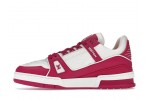 (Free Shipping)Louis Vuitton Trainer Low White Fuchsia  1AA6WJ / 1AA6WH / 1AA6WP