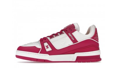 (Free Shipping)Louis Vuitton Trainer Low White Fuchsia  1AA6WJ / 1AA6WH / 1AA6WP