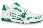 (Free Shipping)Louis Vuitton LV Trainer Yayoi Kusama Green White