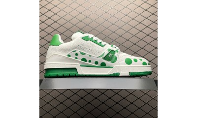 (Free Shipping)Louis Vuitton LV Trainer Yayoi Kusama Green White