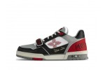 (Free Shipping)Louis Vuitton LV Trainer Red Grey Black