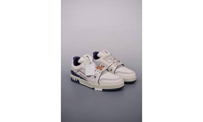 (Free Shipping)Louis Vuitton Trainer Marine WHITE/NAVY/GREY 1ABNIL