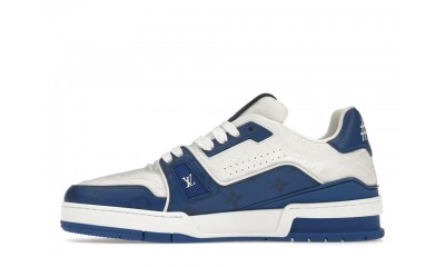 (Free Shipping)Louis Vuitton Trainer #54 Signature Blue White