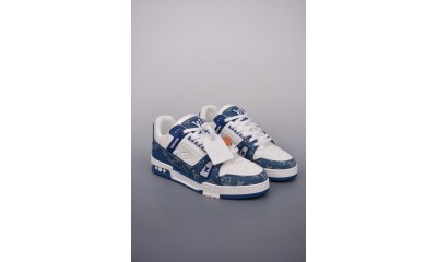 (Free Shipping)Louis Vuitton Trainer #54 Signature Blue White