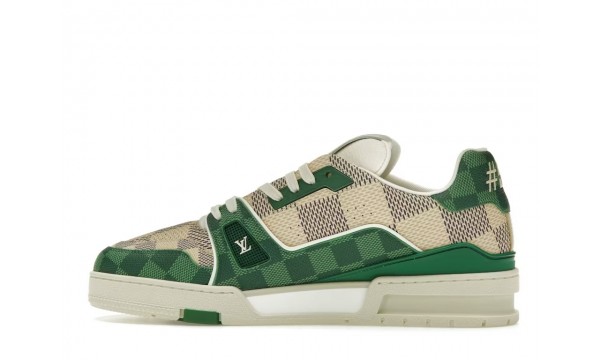 (Free Shipping)Louis Vuitton LV Trainer Damier White Green