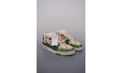 (Free Shipping)Louis Vuitton LV Trainer Damier White Green