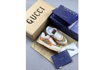 (Free Shipping)Gucci Re-Web Leather Sneakers Glod 787476 AADHW 9561