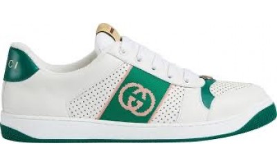 (Free Shipping)Gucci Screener 'Interlocking G - White Green