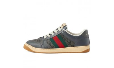 (Free Shipping)Gucci Screener Low-Top Sneakers 'Grey Green Red 749622-FAB3X-8746