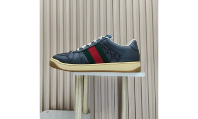 (Free Shipping)Gucci Screener Low-Top Sneakers 'Grey Green Red 749622-FAB3X-8746