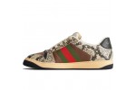 (Free Shipping)Gucci Screener Python-embossed Leather Sneakers Beige Black Brown  698605-19YC0-9781