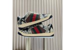 (Free Shipping)Gucci Screener Python-embossed Leather Sneakers Beige Black Brown  698605-19YC0-9781