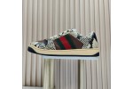 (Free Shipping)Gucci Screener Python-embossed Leather Sneakers Beige Black Brown  698605-19YC0-9781