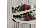 (Free Shipping)Gucci Screener Python-embossed Leather Sneakers Beige Black Brown  698605-19YC0-9781