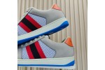 (Free Shipping)Gucci Screener GG Leather Sneakers 'Grey Blue Red' 708296-0YIA0-1471