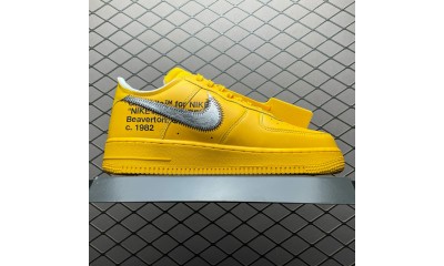 (Free Shipping)Off-White X NK Air Force 1 University Gold DD1876-700