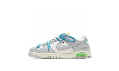 (Free Shipping)Off-White x Nike SB Dunk Low OW White Grey Blue DM1602-115