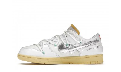 (Free Shipping)ReactRun Off White Nike Dunk Low 01 Of 50 OW White Metallic Silver DM1602-127