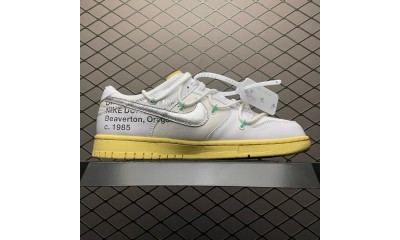 (Free Shipping)ReactRun Off White Nike Dunk Low 01 Of 50 OW White Metallic Silver DM1602-127