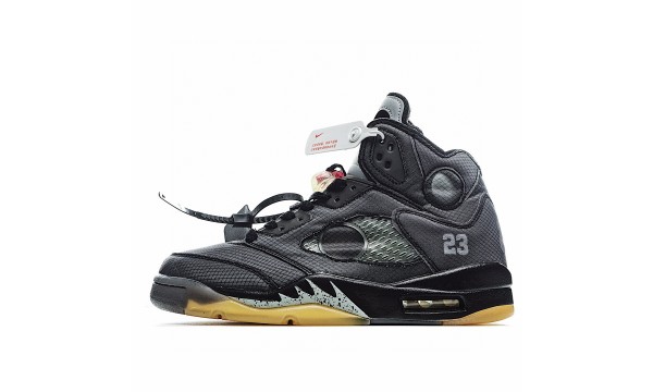 (Free Shipping)Jordan 5 Retro Off-White Black CT8480-001