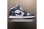 (Free Shipping)Jordan 1 Mid White Metallic Gold Obsidian (GS) 554725-174